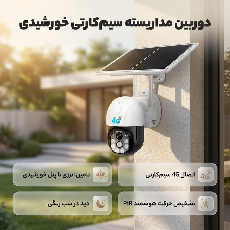 قیمت دوربین مداربسته خورشیدی سیم‌کارتی تک لنز 4G